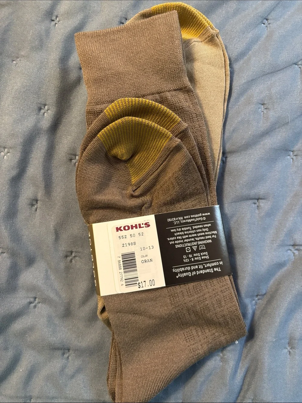 Gold Toe Men's Dress Socks in Tan with Yellow Accent (2 Pair)